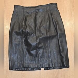 Valerie Stevens Black Leather Pencil Skirt, 100 Leather, Womens 14